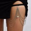 Sexy Beachs Imitation Pearl Thigh Chain Female Geometric Tassel Body Chain Rhinestone Metal Chain Leg Ring Female