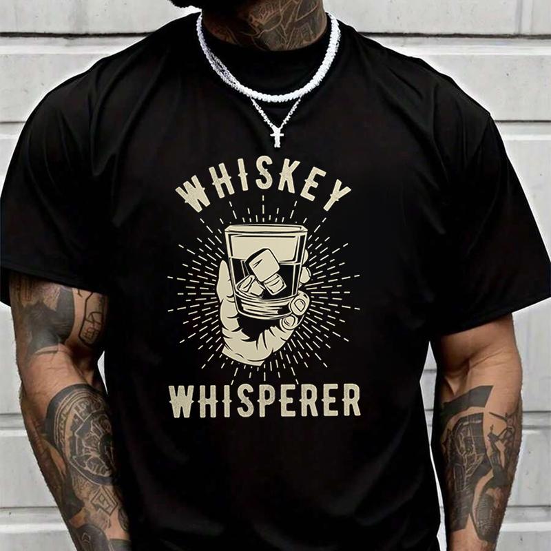 Whiskey Whisperer T-Shirt Fans Motorcycle Summer Men Short Sleeve Printing O-Neck T Shirt