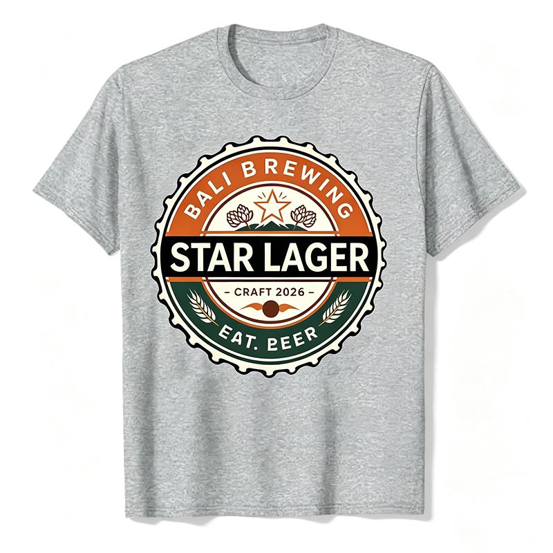 Unisexs Cotton Tshirt Short Sleeve Crew Neck Regular Fit Bintang Beer Bali Cool Gift Funny Outdoors High Quality Cotton Shortsleev