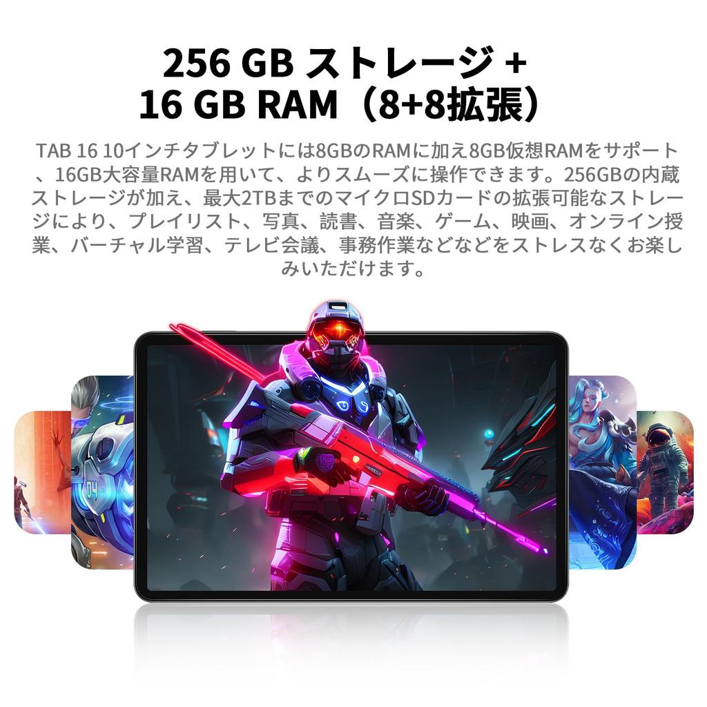 VASOUN TAB 16 Android 14 Tablet 16GB 8GB 256GB 2TB TF 4G LTE Android T616 2K IPS 8000mAh 18W PD Fast 5G WiFi Face YouTube Japanese Instruction Manual