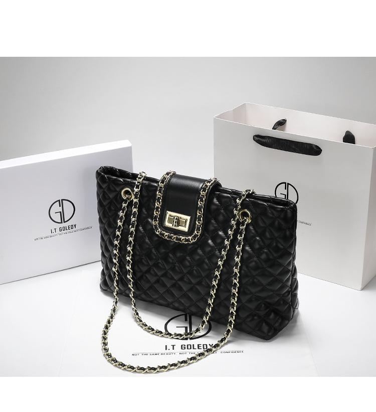 2022 Женская сумка-тоут из натуральной кожи большой вместимости с цепочкой