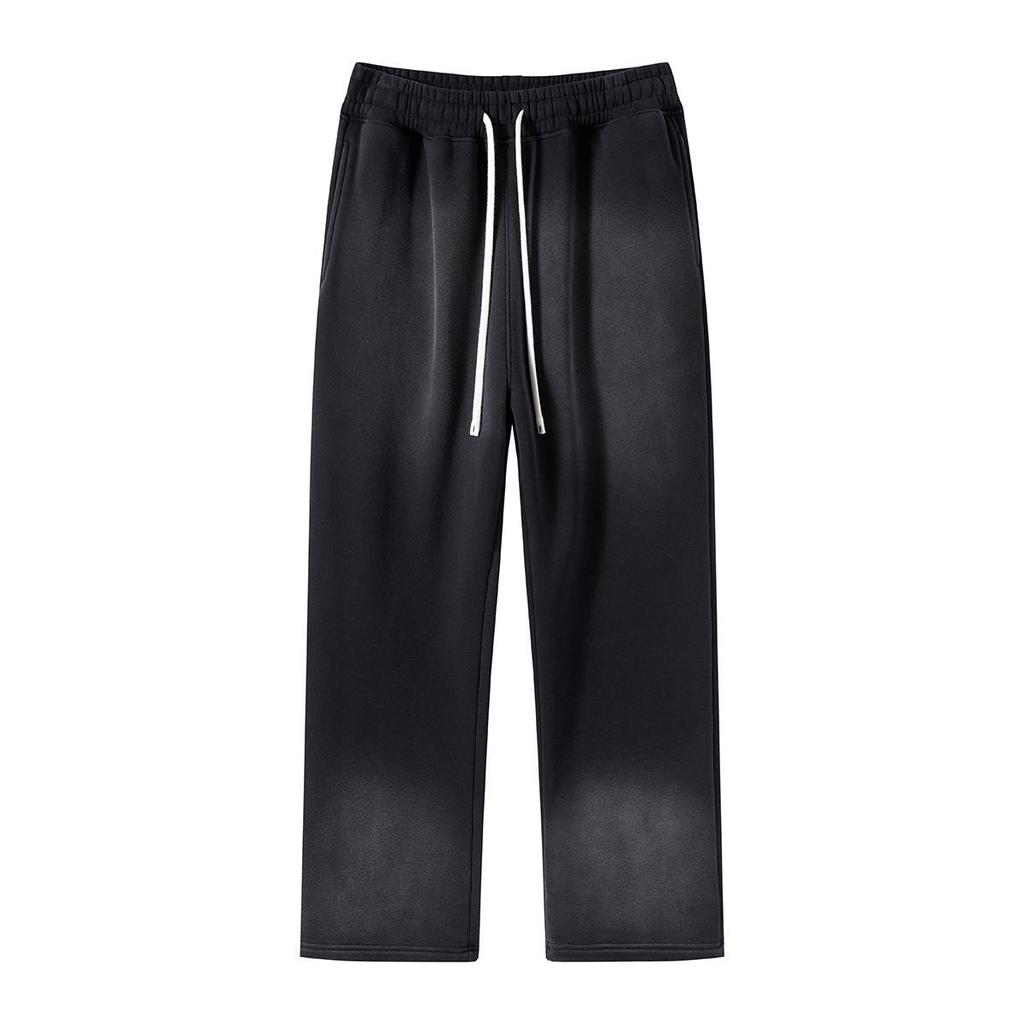 Комплект худи и спортивных штанов с эффектом потертости и градиентной окраской - Ретро уличный тренд для пар