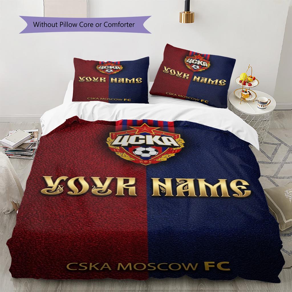 Name Custom PFC CSKA Moscow Logo Pattern Bedding Set Quilt Cover Pillowcase Home Decor Gift (1 * duvet cover + 2 * pillowcase, without core)