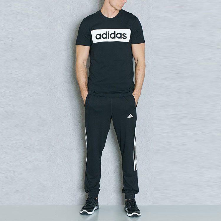 adidas Базовые футболки мужские черные с круглым вырезом умеренно прямой крой AJ6077