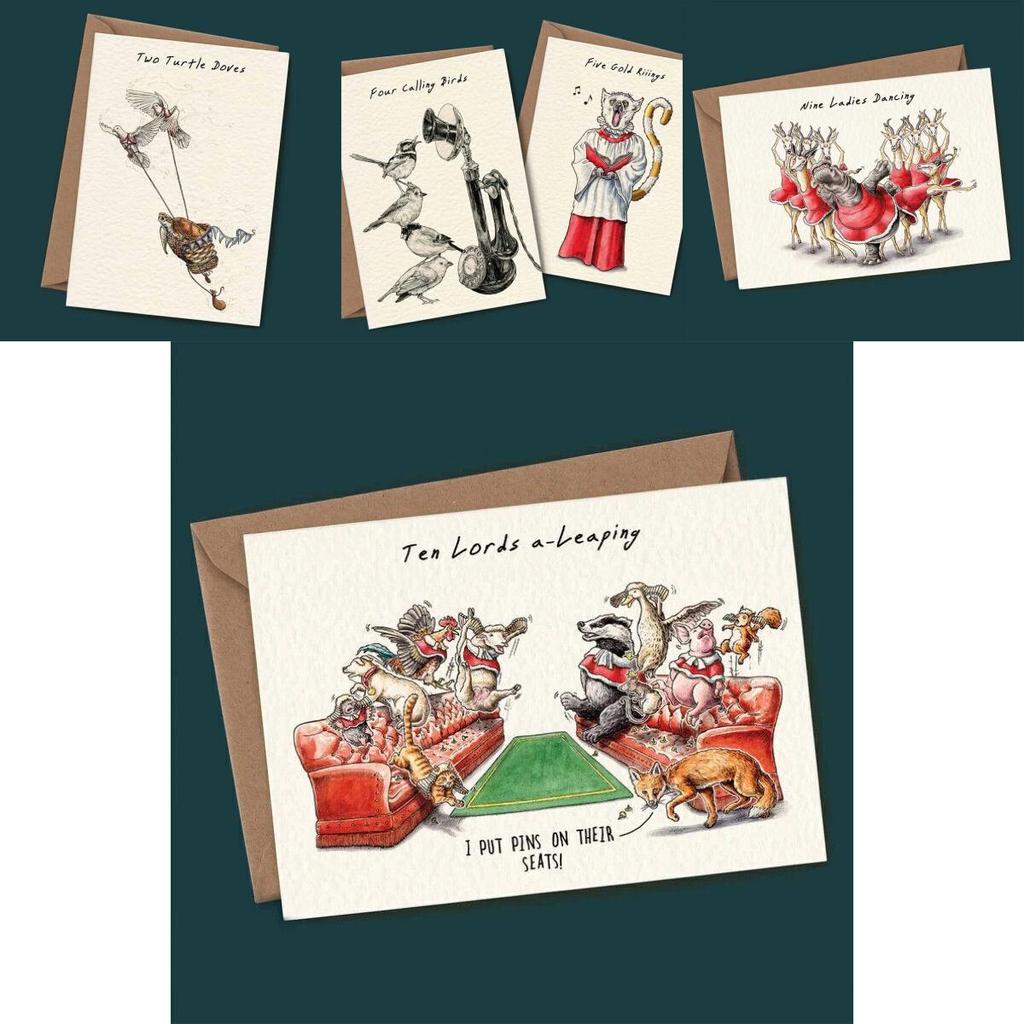 Twelve Days Of Christmas Card Set Set Of 12 Modern And Minimalistic Cards And Envelopes