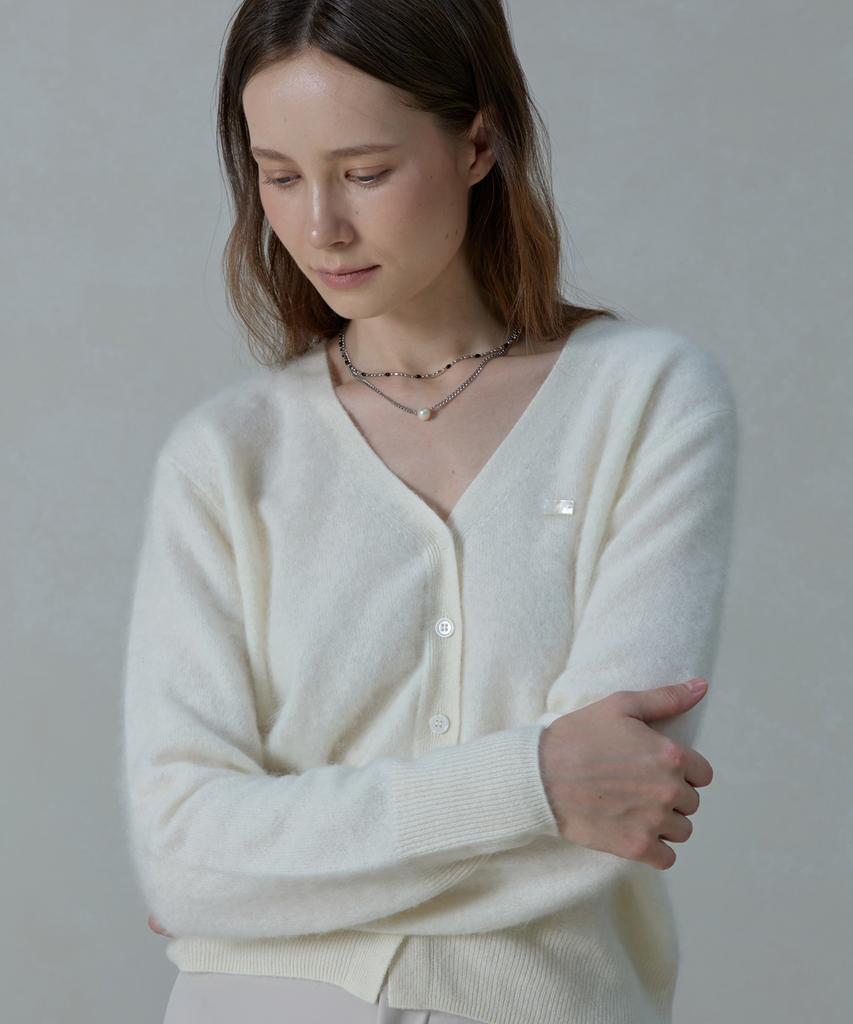 Aheule Noelle Цельновязанный Кардиган из Кашемира и Шерсти_Белый