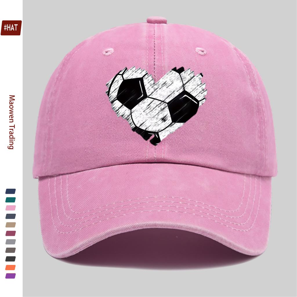 pc Vibrant and Beautiful HeartShaped Soccer Print Baseball Cap Printed Design Casual Hat for Sports Enthusiasts Comfortable