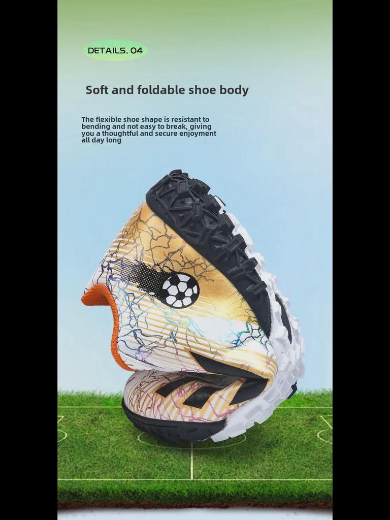 Kids' Low-Top Football Training Shoes with Rotating Buckle