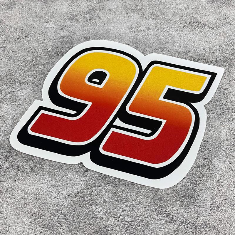 1Pc Yellow And Laser Number 95 Car Decals Water-Repellent For Auto Rear Windshield Window Door Body Trunk Vinyl Decals Ornament
