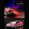 1/24 масштаб Lambo, литая под давлением модель автомобиля, игрушечный автомобиль с откатным механизмом, звуковым светом и распылителем для детей, коллекция подарков для мальчиков и девочек