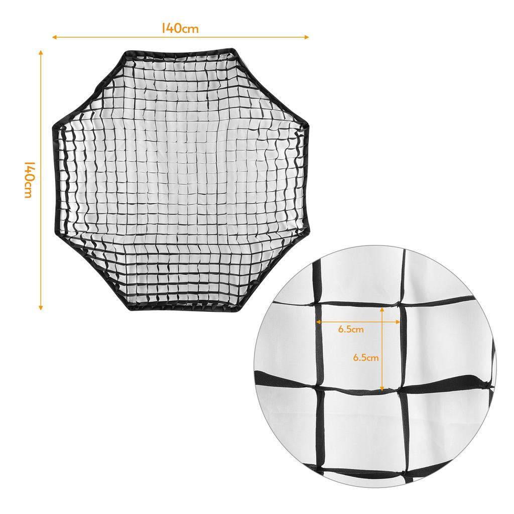 Восьмиугольная сетка для софтбокса для фотографии, 140 см/55 дюймов, черная сотовая сетка, отражатель для софтбокса, портрет