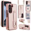 Чехол для мобильного телефона Samsung Z Fold7 Z Fold5 складной мобильный телефон однотонный с кармашком и ремешком на запястье диагональный противоударный защитный чехол