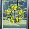 Artificial Lemon Wreath Spring Summer Fruit with Yellow Lemon, Green Leaves 17.72" Home Decor