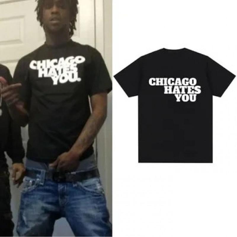 Chief Keef Chicago Hates You Graphic Tshirt Unisex Hop Tshirt Striking White Print Black Casual Shortsleeve