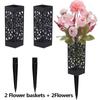 2 шт. Букеты с имитацией цветов для кладбища и 2 шт. Погребальные корзины из светло-розовых роз и гортензий, смешанные декоративные цветы для могил