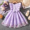 2025 New Summer Girls Dresses Sweet Butterfly Mesh 3d Flower Sleeveless Princess Dresses for Children