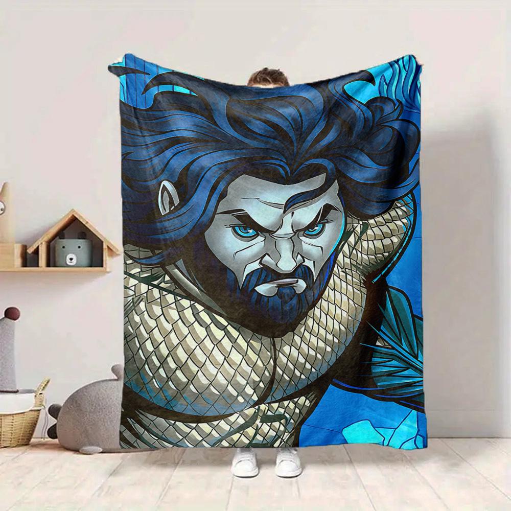 1pc Aquaman Flannel Throw Blanket Soft, Warm & Cozy for Couch, Bed, Office, and Travel Versatile All Season Gift, Christmas present