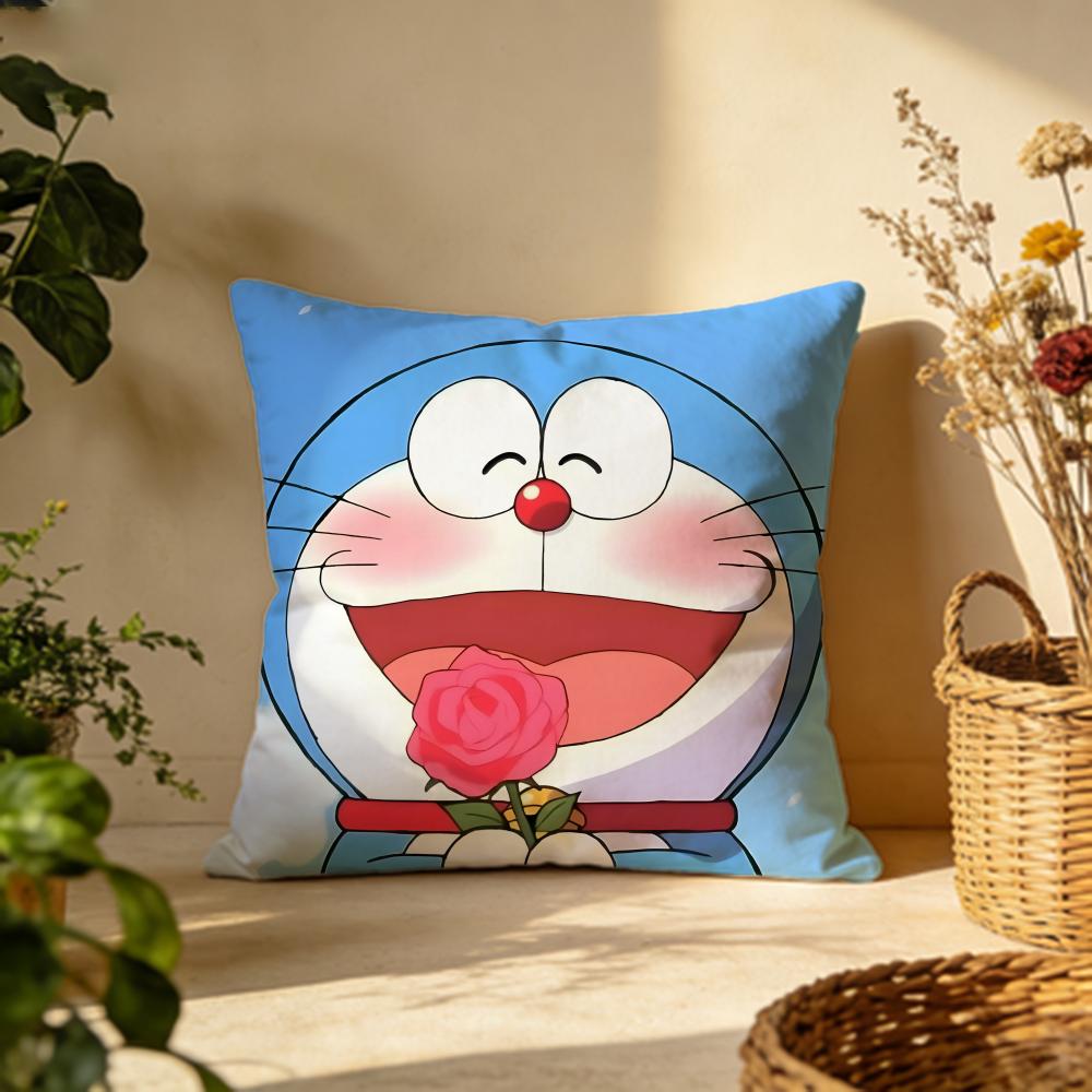 Stylish DDoraemoned Cushion Cover Versatile DoubleSided Pillow Case Fit for Sofa Bed Car Daily Decor