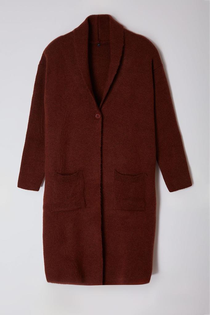 Women's Fashionable Stylish Cardigan Brown Soft Textured Long Coat Look Knitwear Cardigan