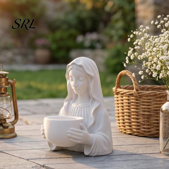 Stable Base Ornament 3D Printed Half-Body Goddess Statue, Elegant Bust Figurine with Storage Decorative Container for Candle Succulents Jewelry,