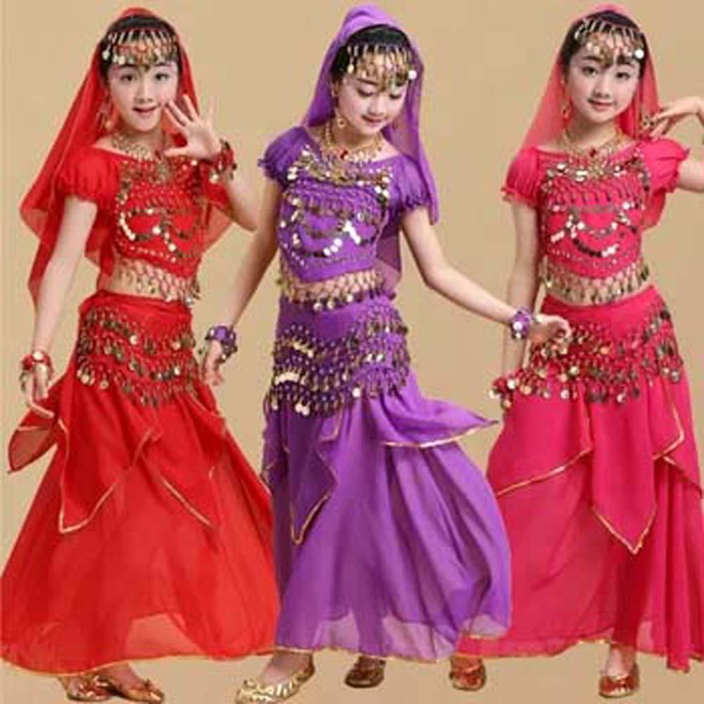 Princess Dress Belly Dance Costumes Colorful India Girls' Clothing Dance Costumes Set Festival