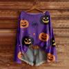 Women's Halloween Sweater, Bohemian Vintage Pattern Print Long Sleeve Knit Pullover
