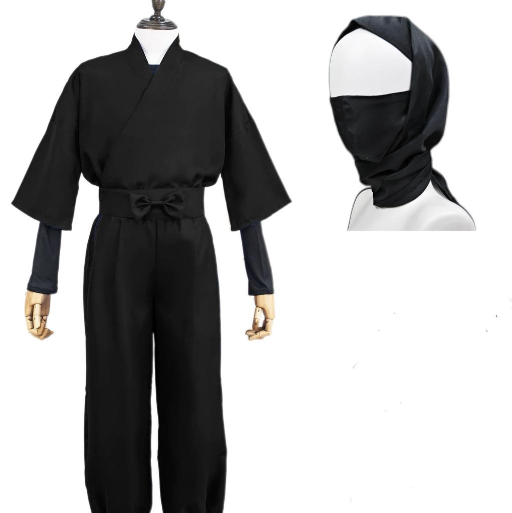 COSSA Cosplay Costume Set for Ninjutsu Academy and 6th Halloween Costume Set with Hood Ninja/Tama 1st, 2nd, 3rd, 4th, 5th, Graders, (Black, XL)