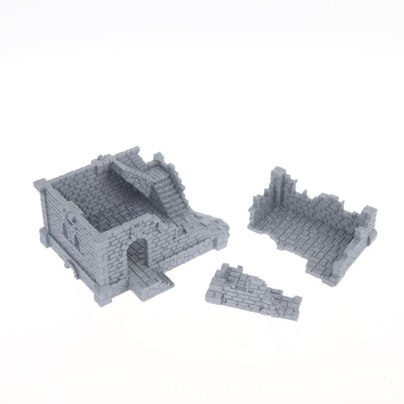 Готические Руины Здания Ландшафт Пейзаж Неокрашенная Миниатюрная Модель Здания 3D-печатный Ландшафт для Варгейма Украшения Зданий