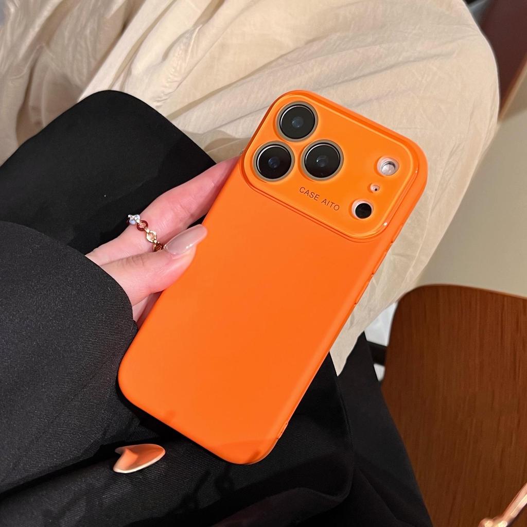 Чехол для iPhone 17 Pro Max с большим окном, из жидкого силикона, однотонный, противоударный, с покрытием Soft-Touch, для женщин.