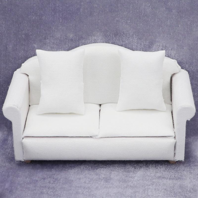 1:12 Dollhouse Miniature White Sofa 3-Piece Set with Cushions