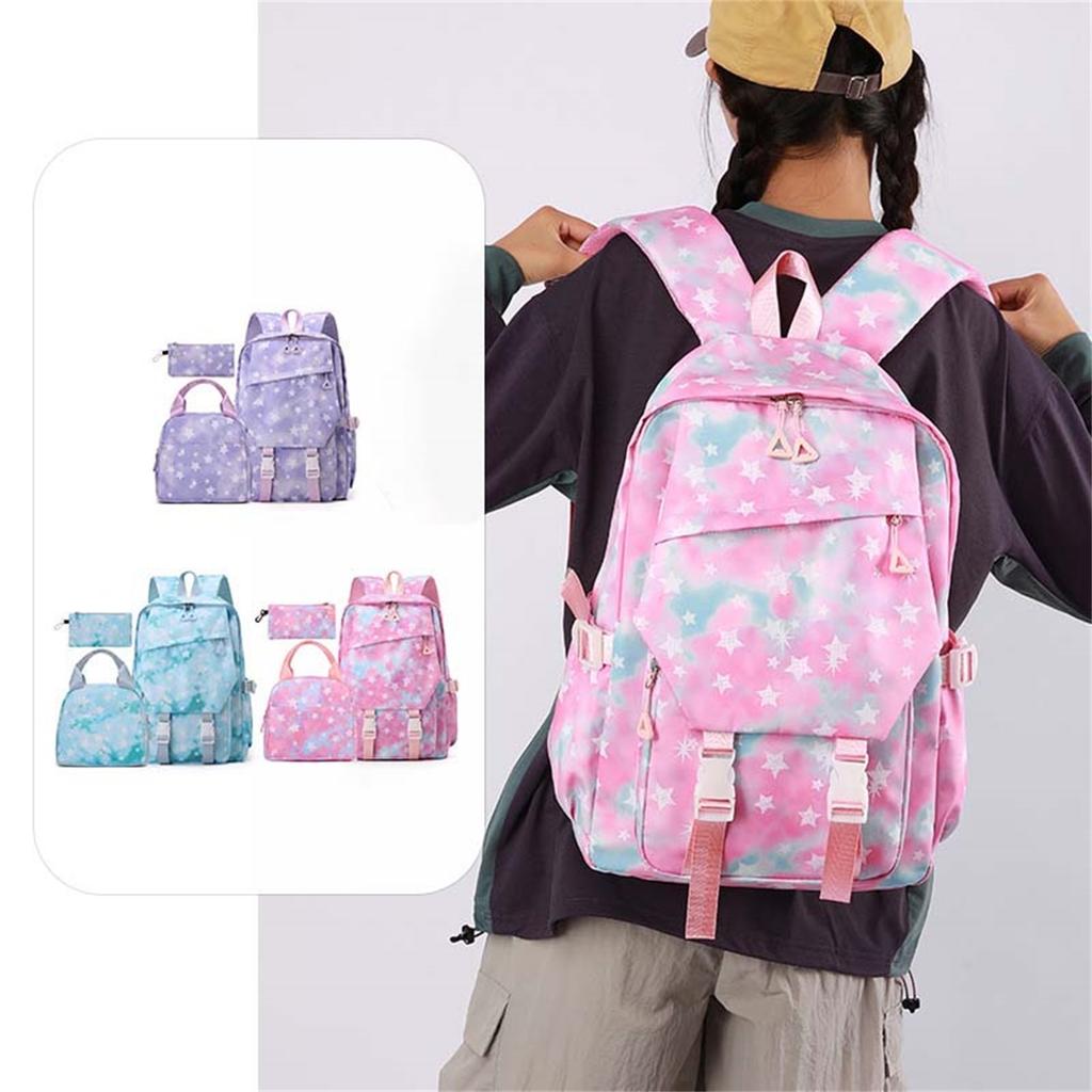 Large Capacity Laptop Backpack Set with Star Pattern, 3-Piece Casual Daypack for Travel, Work and School