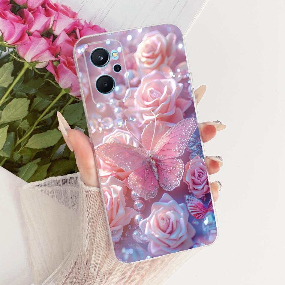 For Realme 9i RMX3491 Cute Flower Butterfly Cat Painted Case For Realme9i 4G Soft Silicone TPU Phone Cases