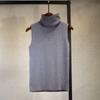 Versatile Knitted Pile Collar Women's Turtleneck Sleeveless Vest Bottoming Shirt Slim Sweater Autumn and Winter Solid Color Top