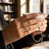 Геометрическое плетеное кольцо из проволоки для женщин Латунь Циркон Сложная филигрань Широкое кольцо Абстрактное современное скульптурное украшение