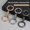 6Pcs Retro Spring Double Ring Keychain Zinc Alloy Anti-Lost Stretchy Key Organizer with Lobster Clasp Multi-functional Tool