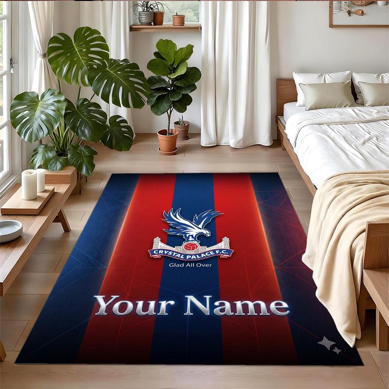 Crystal Velvet Rug Custom Name Text, Soft Non Slip Floor Mat Home DecorCrystal Palace