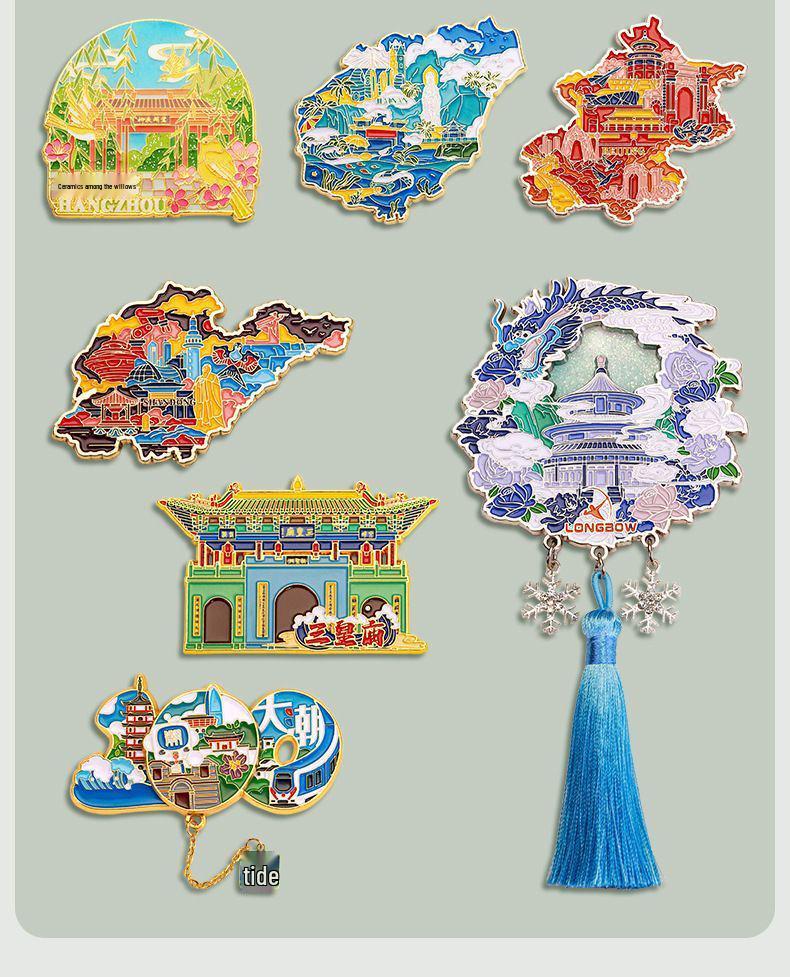 Yellow Crane Tower 3D Quicksand Magnet: Exquisite City Souvenir