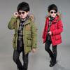 Children's Fall and Winter Long Handsome Letters Warm Jacket Plus Size Hooded Lined Jacket Cotton