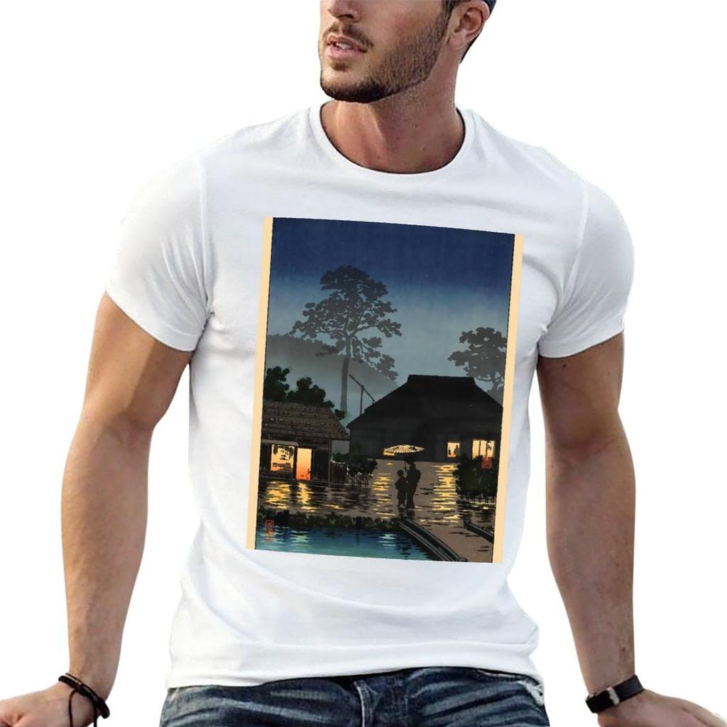 Long Spell Of Rain 1930 Tsuchiya Koitsu Wall Art Tshirt Casual Loose Short Sleeve Tee For Men