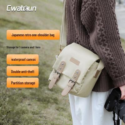 CWATCUN Ретро холщовая плечевая сумка для DSLR-камеры