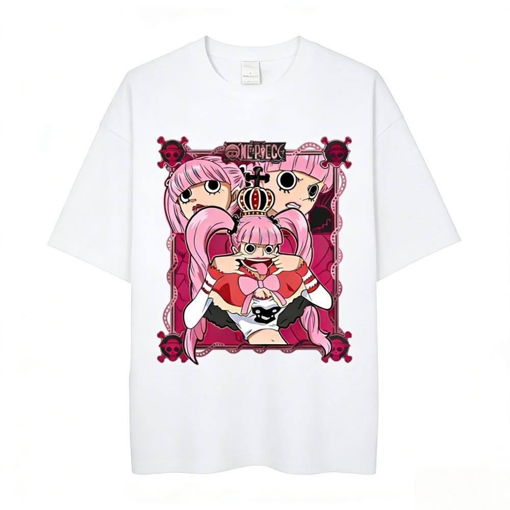 One Piece Perona Unisex Loose Tshirt 2026 Summer New Popular Anime Print American Trend Casual Parentchild Short Sleeved Top