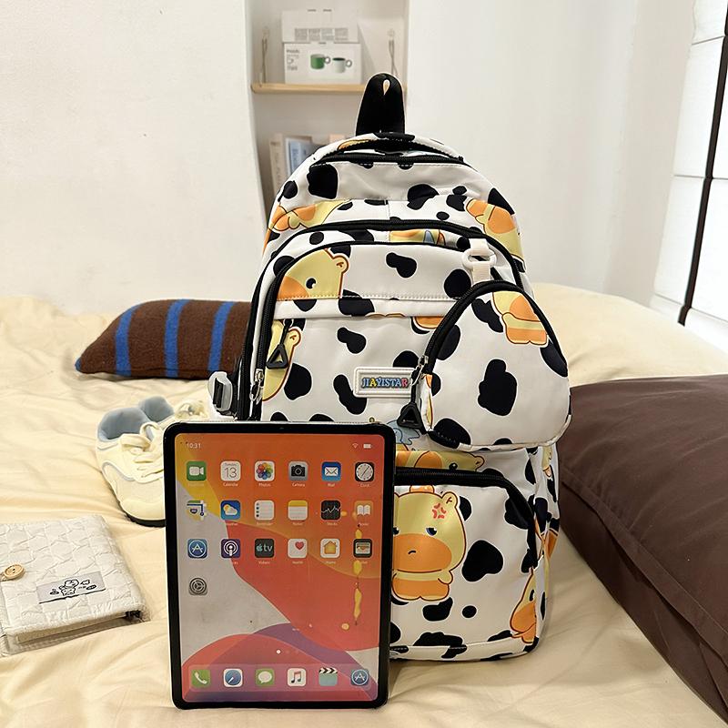 Мультяшный студенческий школьный рюкзак большой вместимости, легкий, женский рюкзак с кошельком для монет