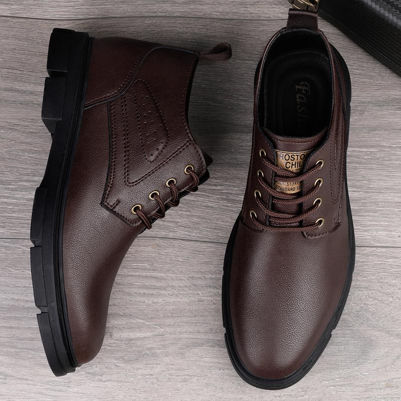 Winter Boots Men Sneakers Genuine Leather Warm Fur Ankle Boots Casual Shoes Men's Ankle Boots Cowboy Tooling