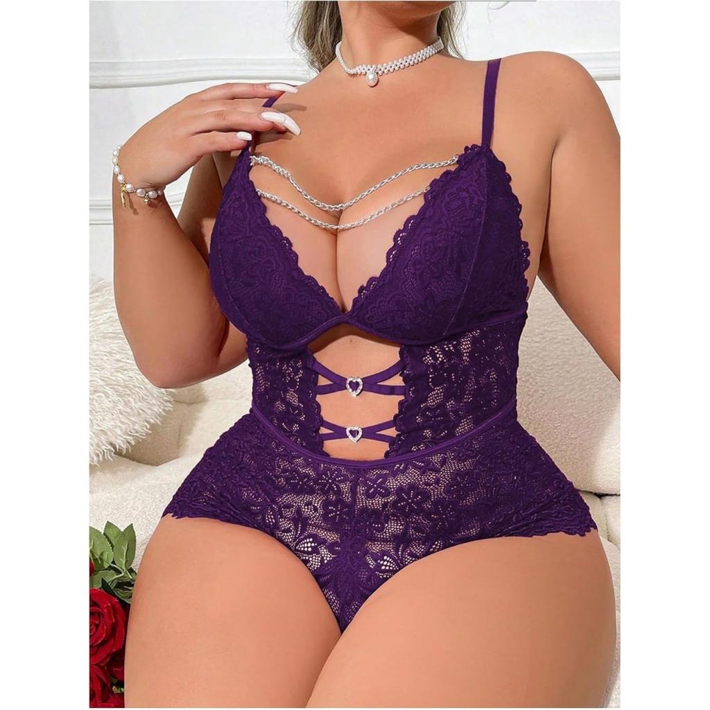 European and American new sex underwear, sexy lace hollowed out pure perspective suspender onesie, sexy suit