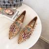 2024 Shoes for Women Flat Shoes Luxury Crystal Casual Pointed Casual Shoes Comfortable Fashion Leather Slip-on Loafers