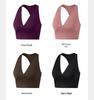 Женский спортивный топ-бра с V-образным вырезом и топ-майка для йоги с завязками на шее и фиксированными чашками - Поддерживает жир в области подмышек
