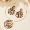 Round Leopard Print Necklace Round Leopard Print Earrings Fashion Retro Jewelry Set Versatile Temperament