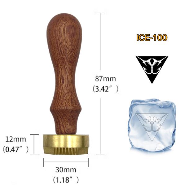 Ice Stamp With Removable Brass Head & Wood Handle - Vintage 1.18" Branding for Cubes, Cocktails, Whiskey, Mojito Drinks - Bar Making DIY Crafting