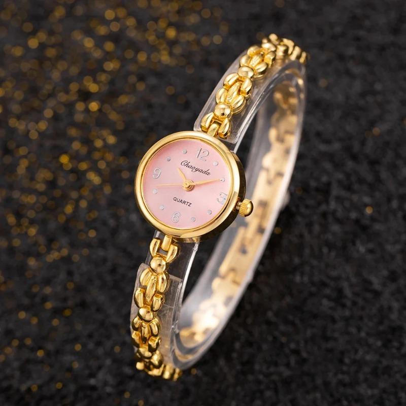 Fashion Women Wristwatch Mini Round Dial Slim Metal Chain Bracelet Watch Elegant Dress Ladies Quartz Watch Gift Montre Femme