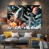 1 piece of space adventure party banner - Vibrant polyester background with astronaut and rocket designs.PMJ